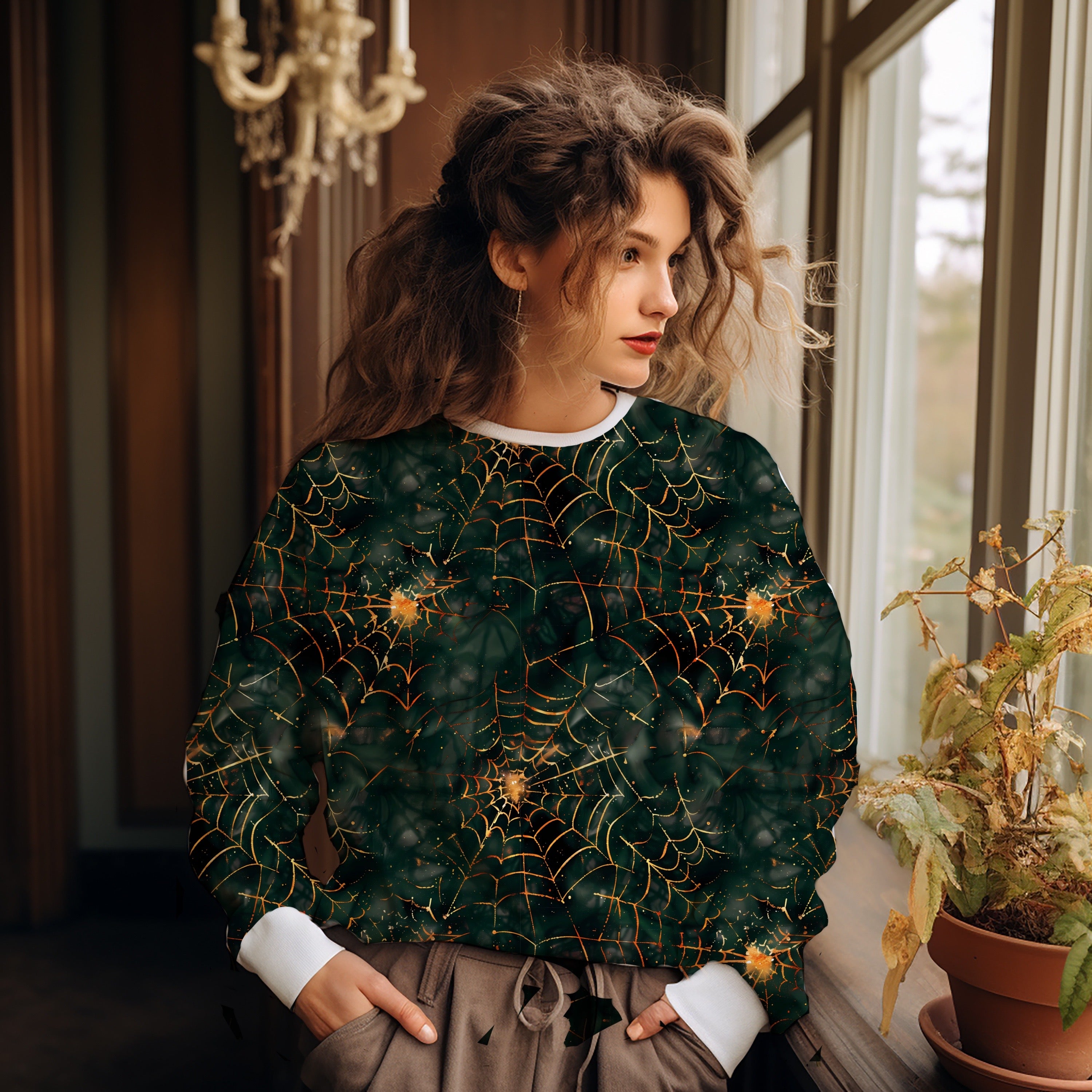 Grün Spinnennetz  Halloween Aktuelle Vorbestellung